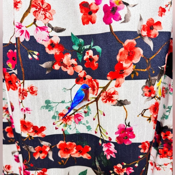 Eshakti Floral Stripe Print Georgette Maxi Dress Product size Small 6 - Picture 8 of 8